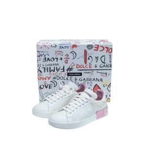 Dolce & Gabbana Portofino Sneakers EU 38 White Pink Leather Repainted Women